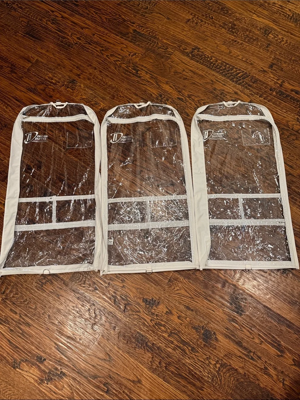 Dream Duffel Clear Kids Costume Garment Bags with White Trim - Set of 3